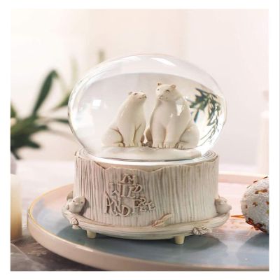 ALDEPO Sculpture Tabletop Figurine for Holiday Living Room Bedroom Home Decoration Statue Sculptures Fairy Tale Bear Music Box Crystal Ball Music Box Light Automatic Snow Birthday Gift Girl A