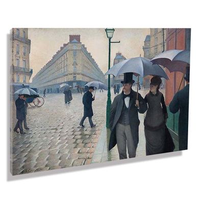 Gustave Caillebotte-Rainy Day-Impressionist Wall Art Picture Canvas Prints Painting Canvas Art Wall Decoration Ready to Hang(Framed,45x58cm 18x23inch)