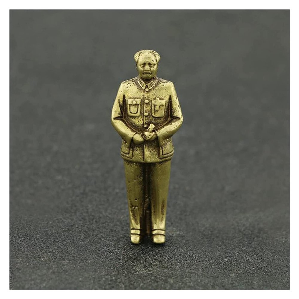 ALDEPO Sculpture Tabletop Brass Fish Tank Figurine Sculptures and Statues Statues Sculptures Copper Retro Crafts Chairman Mao Zedong Figurine Statue Brass Living Room