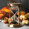 60 Minute Hourglass Sand Timer with Metal Frame, Bronze Big Size Antique Sand Clock, Black Sand view 1