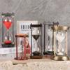 60 Minute Hourglass Sand Timer with Metal Frame, Bronze Big Size Antique Sand Clock, Black Sand view 3