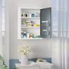kleankin Bathroom Medicine Cabinet with Shelves Inside & On Door, Locking Medical Cabinet for Child & Pet Safety, First Aid Bathroom Wall Cabinet, White and Grey view 2