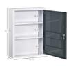 kleankin Bathroom Medicine Cabinet with Shelves Inside & On Door, Locking Medical Cabinet for Child & Pet Safety, First Aid Bathroom Wall Cabinet, White and Grey view 3