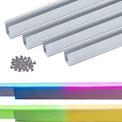 Shine Decor Bundle Products of 6 Pack Aluminum Channel Track with 10M/32.8ft LED RGB Neon Rope Lights Kit