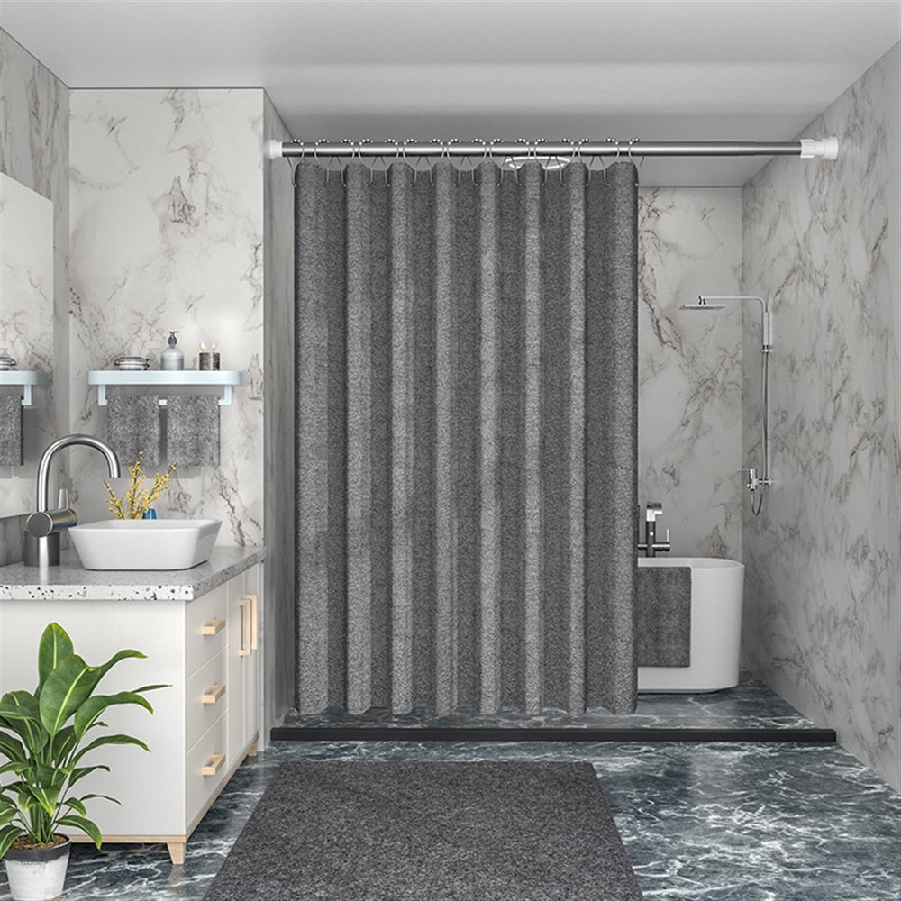 Lifup Fabric Shower Curtain, Washable Shower Curtains for Bathroom, Heavy Duty Polyester Cloth Shower Curtain Set, Waterproof Bath Curtains with Hooks Grey 39" W x 79" H