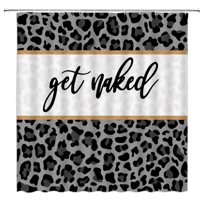 HYKHYK Leopard Print Shower Curtain Funny Quotes Black Leopard Cheetah Print Wildlife Animal Skin Fashion Fabric Bathroom Curtain Set with Hooks(67" Wx70 H)