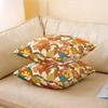 70S Groovy Hippie Flower Throw Pillow Cover Girls Boho Rainbow Leaves Mushroom Pumpkin Flowers Cushion Cover 16x16,Vintage Wavy Floral Cushion Case Aesthetic Psychedelic Funky Pillow Cover view 3