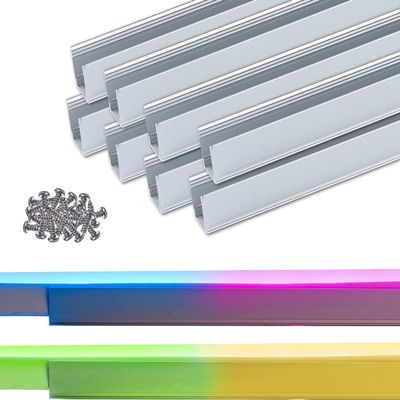 Shine Decor Bundle Products of 10 Pack Aluminum Channel Track with 20M/65.6ft LED RGB Neon Rope Lights Kit
