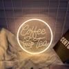 Coffee Neon Sign,Coffee and Tea Neon Signs,Dimmable LED Coffee Bar Hanging Wall Art Sign for Coffee Station,Tea Bar,Restaurants,Farmhouse,Kitchen Decoration(11.8 * 11.8 inch Neon view 1