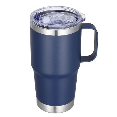 Abbrevi 20 oz Stainless Steel Tumbler with Handle Metal Insulated Coffee Travel Mug with Handle Double Wall Tumbler Cup with Lid and Straw, Navy 1 Pack