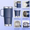 Abbrevi 20 oz Stainless Steel Tumbler with Handle Metal Insulated Coffee Travel Mug with Handle Double Wall Tumbler Cup with Lid and Straw, Navy 1 Pack view 3