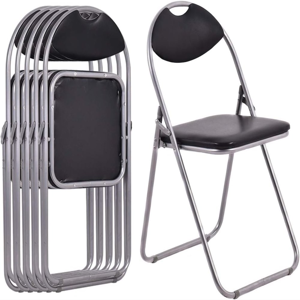 ARLIME Folding Chairs Set of 6, Foldable Seats w/Handle Hole, Steel Frame, 330 Lbs Weight Capacity, Stackable Padded Folding Chairs for Events Wedding Party