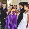 Aoriher 4 Pcs Wedding Party Corsage and Boutonniere Set, 2 Rose Wrist Corsage Wristlet Band for Prom Bridesmaid Bride Decor and 2 Groom Men Boutonniere(Purple) view 3