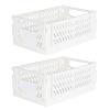 Tixill 2-Pack Mini Foldable Plastic Baskets for Organizing and Storage, Collapsible Storage Crate for Home Kitchen Bedroom Bathroom Office (9.8x6.5x3.8, White) view 1