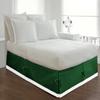 PG Beddings 1 Piece Two Tone Split Corner Tie Bed Skirt, 12 Inch Drop Length 1000 Thread Cotton, Olympic Queen Size (66" x 80") Inch, Solid White/Green view 1