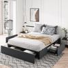 Allewie Full Size Platform Bed Frame with 3 Storage Drawers, Fabric Upholstered, Wooden Slats Support, No Box Spring Needed, Noise Free, Easy Assembly, Dark Grey view 1