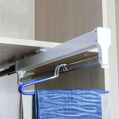 Closet Organizer Rack For Pants And Coat - Adjustable Clothing Organizer Holder, Length 35-60cm Wardrobe Pull Out Clothes Hanger Rail, White Push-Pull Closet Rod With Sliding Rail ( Size : 400mm/15.7i
