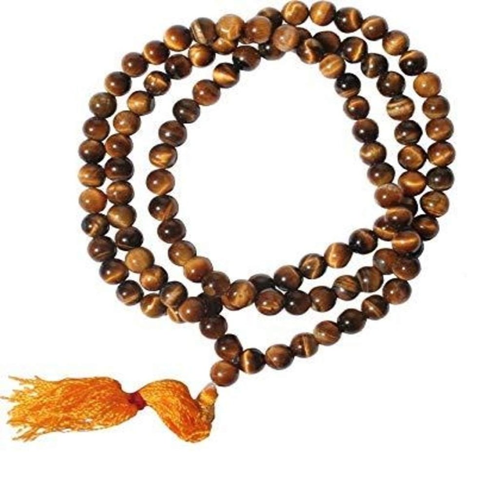 Aashita Creations Unisex Tiger Eye Stone Mala 108 Beads Mala for Japa/Meditation/Chanting Mantra of Idol