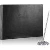 Geyee Leather Guest Book and Pen Stand Set, 10.5" x 8" Embossed Guests Sign in Book Registry Book for Funeral, Wedding Reception, Vacation Homes and Events, 80 Sheets (Black) view 1