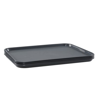 Minekkyes Set of 4 Boot Tray for Entryway, Plastic Shoe Trays, Pet Feeding Trays Snow Wet Mat, Indoor and Outdoor Use, Grey