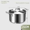 316 Stainless Steel Thickened Stock Pot - Large Capacity Milk Pot For Household Use, Uncoated Safe Stock Pot, Special Pot For Restaurant Stew, For School/Restaurant/Home (Size : 24CM) view 2