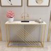 OHKITA White Marble Console Table, Modern Sofa Table, Long Accent Table for Hallway, Living Room, Sturdy Metal Frame view 2