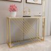 OHKITA White Marble Console Table, Modern Sofa Table, Long Accent Table for Hallway, Living Room, Sturdy Metal Frame view 4