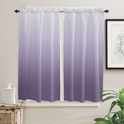 PRINT PICTURE ARTHOME Tier Curtains 63 Inch Length Purple Gradient Curtain Panels Semi Sheer Rod Pocket Curtains Window Treatment for Kitchen Living Room Bathroom, 42"x63", 2 Panels