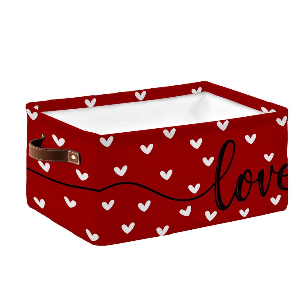 Saint Valentine's Day Large Storage Baskets Bins Red Love Heart Romantic Collapsible Storage Box Laundry Organizer for Closet Shelf Nursery Kids Bedroom 1pc)