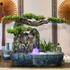 FOGLO Resin Tabletop Waterfall Fountain,Indoor LED Waterfall Fountain Tabletop Rockery Fountain with Aquariums, Plant, Atomizing Humidifier, for Office Home Bedroom Desk Dcoration Home Office Gifts view 3
