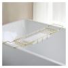 GOCHUSX Bathtub Caddy Tray, Expandable Bath Tub Tray Bathtub Caddy Tray, Stainless Steel Bath Tub Table Shelf with Marble Chopping Board (Color : Gold+White) view 1