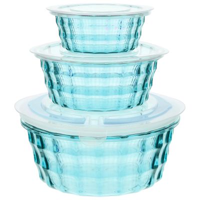 3pcs Salad Mixing Bowl With Lid Set, Clear Nesting Bowls Meal Prep Bowls Stackable With Lids Plastic Nesting For Meal Prep Storage