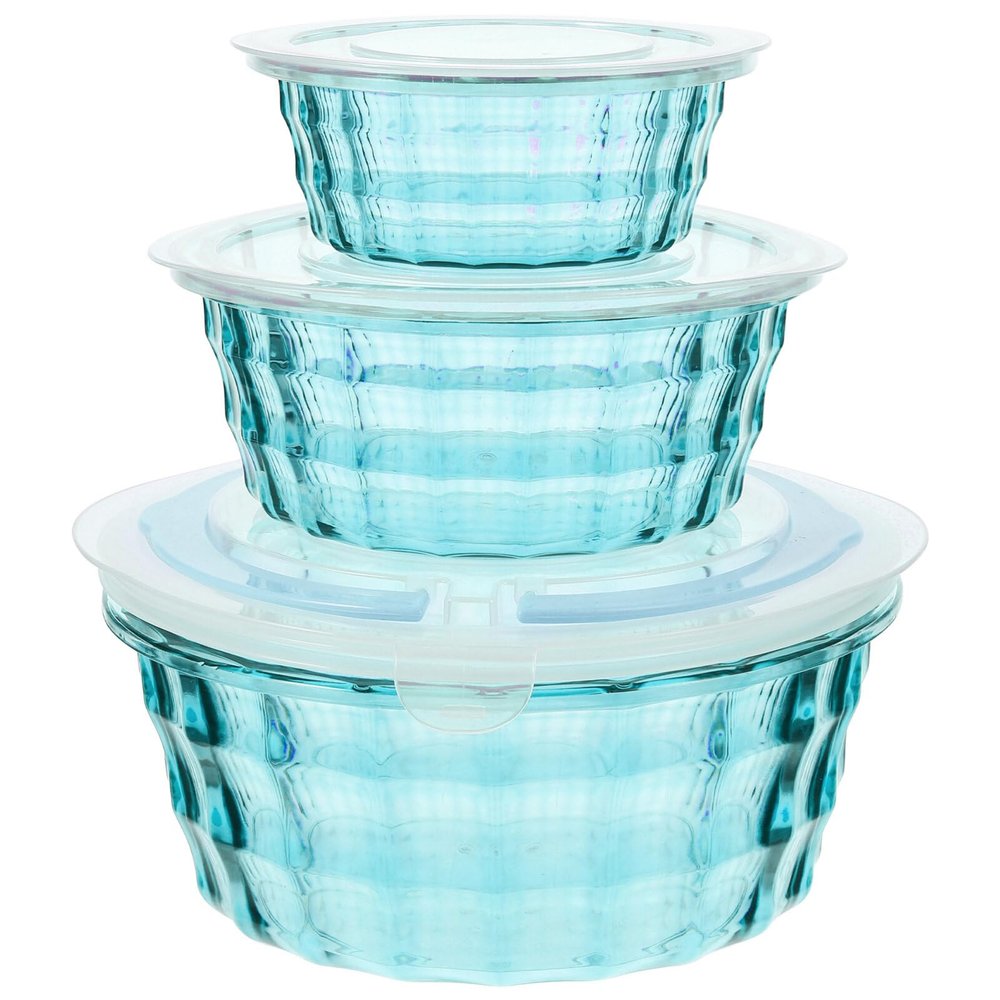 3pcs Salad Mixing Bowl With Lid Set, Clear Nesting Bowls Meal Prep Bowls Stackable With Lids Plastic Nesting For Meal Prep Storage