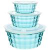 3pcs Salad Mixing Bowl With Lid Set, Clear Nesting Bowls Meal Prep Bowls Stackable With Lids Plastic Nesting For Meal Prep Storage view 1