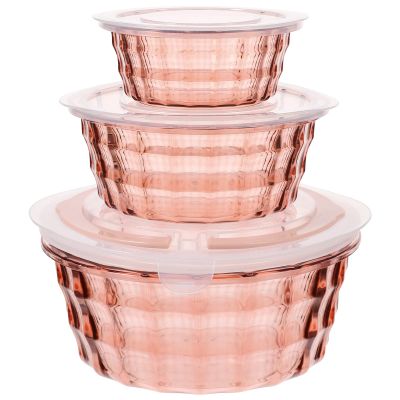 3pcs Salad Mixing Containers Lids Food Storage Holder Snacks Fruits Vegetables Stackable Salad Organizing Boxes Meal Prep Bowls Handles
