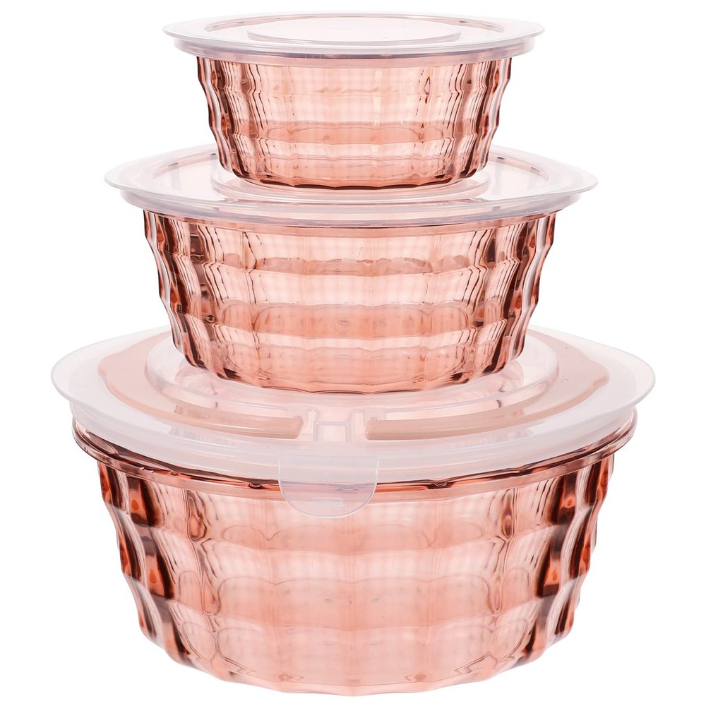 3pcs Salad Mixing Containers Lids Food Storage Holder Snacks Fruits Vegetables Stackable Salad Organizing Boxes Meal Prep Bowls Handles