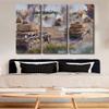 3 Panel Canvas Wall Art Black and White Wall Decor Military Tanks WW2 Abstract Landscape Canvas Art Modern Wall Art for Home Decorations Wooden Framed Gallery-Wrapped Ready to Hang - 40" W x 60" H view 3