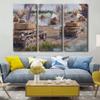 3 Panel Canvas Wall Art Black and White Wall Decor Military Tanks WW2 Abstract Landscape Canvas Art Modern Wall Art for Home Decorations Wooden Framed Gallery-Wrapped Ready to Hang - 40" W x 60" H view 4