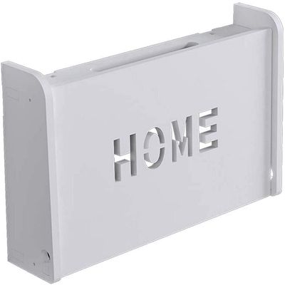 AVEEWA Wireless Router Storage Box Floating Wall Mounted TV Set-top Box Shelf Free of Holes Wall Wall Rack Living Room WiFi Wireless Router Storage Box White WPC Board Shielding Box (Size : 45cm)