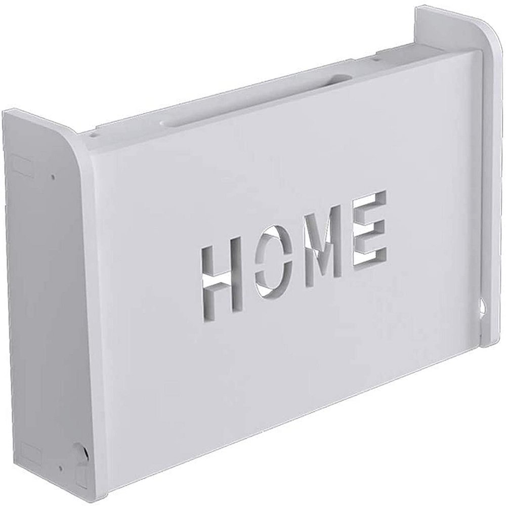 AVEEWA Wireless Router Storage Box Floating Wall Mounted TV Set-top Box Shelf Free of Holes Wall Wall Rack Living Room WiFi Wireless Router Storage Box White WPC Board Shielding Box (Size : 45cm)