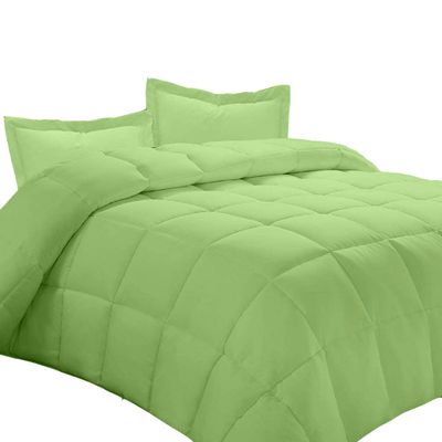 AMAY 100% Egyptian Cotton 3 Piece-All-Season Down Alternative Comforter Set Box Stitched 800 Thread-Count 100 GSM - Emperor Sage Solid