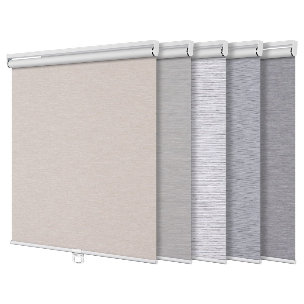 Boolegon Blackout Roller Shades for Windows Cordless Roller Blinds Striped Jacquard Shades Thermal Insulated UV Protection Roller Shades for Office,Bathroom,Bedroom,Home,Beige,32" W x 88" H