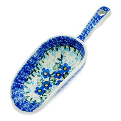 Polmedia Polish Pottery Scoop - Blue Joy Pattern Handmade in Boleslawiec Poland by Ceramika Artystyczna + Certificate of Authenticity