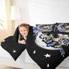 Star Moon Comforter Set Twin Size Mushroom Sugar Skull Bedding Set 2pcs for Kids Girls Boys Youth Bedroom Decor Exotic Plants Quilted Duvet Purple Flower Butterfly Duvet Insert,Black White view 4