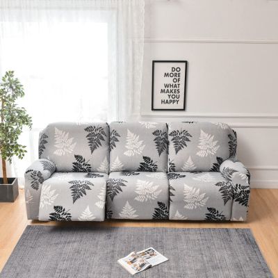 8-Piece Stretch Loveseat Recliner Slipcovers, Printed 3 Seat Recliner Sofa Cover Non Slip Reclining Sofa Slipcover Furniture Protector with Pocket-I||3 Seat