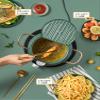 Cyrder Japanese Tempura Deep Fryer Pot with Fahrenheit Thermometer 3.5L- Nonstick Carbon Steel Oil Fryer, Fried Tempura/Chicken/Fish/Shrimp, Easy Clean, Green Big Tempura Pan, 10.2inch view 2