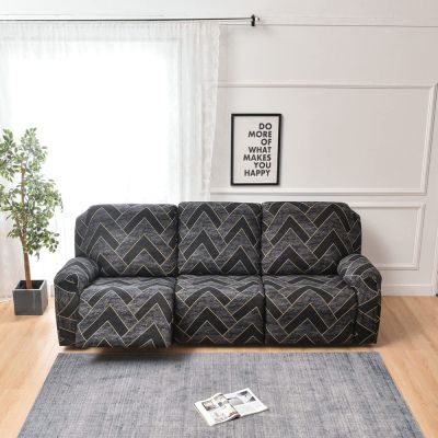 8-Piece Stretch Loveseat Recliner Slipcovers, Printed 3 Seat Recliner Sofa Cover Non Slip Reclining Sofa Slipcover Furniture Protector with Pocket-N||3 Seat