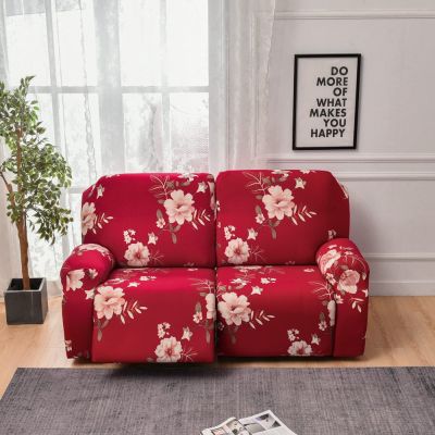 6-Piece Stretch Loveseat Recliner Slipcovers, Printed 2 Seat Recliner Chair Cover Non Slip Armchair Reclining Cover Furniture Protector with Pocket-E||2 Seat