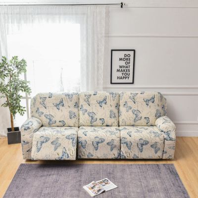 8-Piece Stretch Loveseat Recliner Slipcovers, Printed 3 Seat Recliner Sofa Cover Non Slip Reclining Sofa Slipcover Furniture Protector with Pocket-B||3 Seat