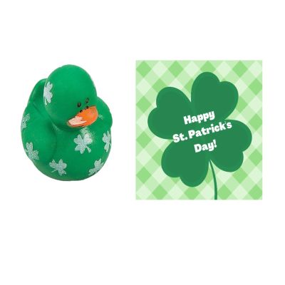 Biblebanz St. Patricks Day Mini Shamrock Rubber Ducks with Cards  24 Bulk Party Favors